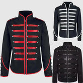 Threebooy Steampunk Men Gothic Clothing Military Jackets Medieval Vintage Jacket Stand Collar Rock Frock Coat Men's Retro Punk Coat