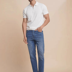 Threebooy New Men Fashion Tops Light Luxury Style Zipper Knitted Polo Shirt Casual Fitness Solid Color Short Sleeve Breathable Tees M-3XL