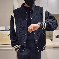 Threebooy New Concave and Convex Coat Men Trendy Lapel Jacket Light Luxury Handsome Fashion Top