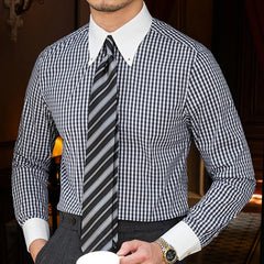 Threebooy Plaid Color Contrast Shirt Casual Shirt Dress Camisa Masculina Social Italian High Quality British Style Men Long Sleeve Shirt