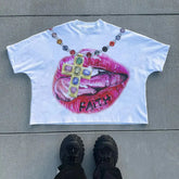 Threebooy New Oversized T Shirt Vintage Hip Hop Y2k Graphic T Shirts Harajuku Gothic Printed Top Men and Women Casual Tops Streetwear