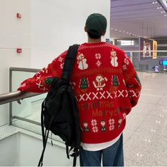 Threebooy Winter Hip Hop New Line Loose Oversize Fashion Male and Female Lovers Same Red Korean Outwear Sweater