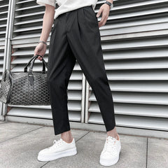 Threebooy Striped Pants Men Elegant Slim Fit Tight-ankle Suit Trousers Pants For Men Office Party Trousers Mens Dress Pants 29-36