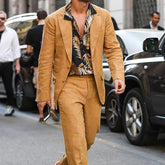 Threebooy Linen Suits for Men Casual 2 Piece Set Single Breasted Peaked Lapel Blazer Daily Streetwear Shopping Outfit Free