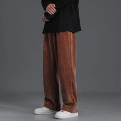 Threebooy Autumn New Men's Lamp Core Flannel Pants Korean Street Loose Straight Casual Wide Leg Pants White Women's Daily Casual Pants