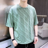Threebooy Summer Ice Silk Short-sleeved T-shirt for Men Loose and Breathable Trendy and Stylish Short-sleeved Top