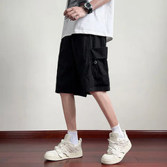 Threebooy Summer Shorts Men Solid Casual Mulit-pockets Cargo Shorts Straight Loose Short Joggers