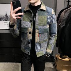 Threebooy Men Winter Fleece Suit Jacket New High-quality Self-cultivation Warmth Fashion Casual Maj Clothing Plaid Men Blazer Coat