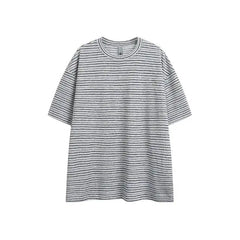 Threebooy Men Summer Striped T-Shirt Casual Loose Fit Crew Neck Breathable Comfortable Versatile Trendy Daily Essential