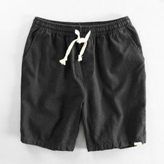 Threebooy Summer Cotton Linen Beach Shorts Pants For Men Casual Sold Color Loose Drawstring Cropped Youth Man Shorts Pants 6XL 5XL 4XL