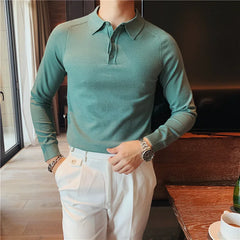 Threebooy Ctton Brand Clothing Men Spring High Quality Pure Cotton Long Seeve POLO Shirts/Mae Slim Fit Leisure POLO Shirts Tops
