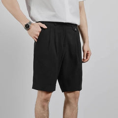 Threebooy New Men Summer Slim-fit British Style Suit Shorts Light Luxury Business Straight-leg Shorts Leisure Button-down Half-pants M-3XL