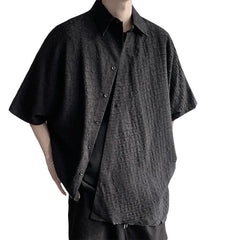 Threebooy Shirts Men Floral Japanese Style Fashion Loose Pleated Vibe All-match High Street Youthful Cool Designed Vintage surplice