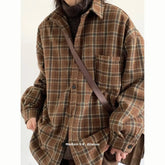 Threebooy Casual Oversize Long Sleeve Color Block Plaid Shirt Men Women College Style Simple Spring Autumn Vintage Checkered Top