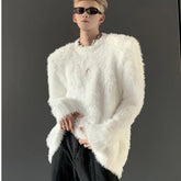 Threebooy Y2K Knitted Sweater Men's Autumn Winter New Style Solid Color Casual Soft Loose Top
