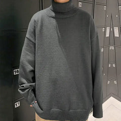 Threebooy Oversize Pullover Man Loose Fit Autumnr and Winter Knitted Sweaters for Men Jumpers Korean Popular Clothes Top Original Knitwear