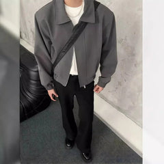 Threebooy Old Money Classical Black Padded Shoulder Jacket Boys Short High-end Men's Clothing American Style Jacket
