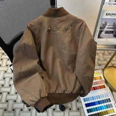 Threebooy American Retro Workwear Jacket Men Women Clean Fit Vintage Fashion Loose Casual Spring Autumn Outerwear Zipper Up Coat