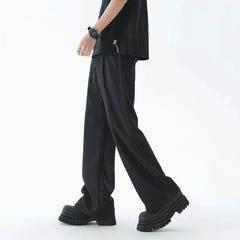 Threebooy Men's Wide Leg Pants Thin Man Black Comfortable Pant Summer Casual Streetwear Loose Trouser Japanese 5XL Trendy Fashion