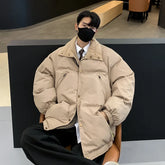 Threebooy Streetwear Winter Clothing New Loose and Thick Cotton Jacket with Double Zipper Decoration