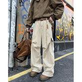 Threebooy Mens Casual Workwear Cargo Pants Loose Fit Straight Wide Leg Multi Pocket Utility Tactical Outdoor Hiking Durable Heavy Duty