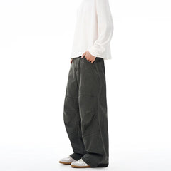 Threebooy 100% Cotton Autumn Men's Loose Trousers Oversized Fashion Spliced Hip Hop Streetwear Wide Legs Baggy Cargo Trousers