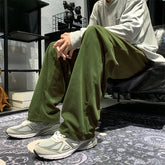 Threebooy Autumn Corduroy Pants Men Retro Casual Pants Men Streetwear Hip-hop Loose Straight Pants Mens Vintage Trousers Large Size