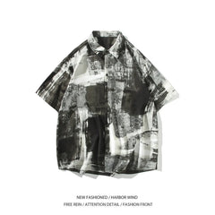 Threebooy Men Short Sleeve Tie Dye Beach Shirt Summer Casual Loose Fit Oversized Comfortable Breathable Trendy Streetwear Vacation Fashio