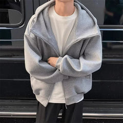 Threebooy Autumn Casual Zipper Long Sleeve Turtleneck Hoodies For Men New in High Street Fashion Hooded Sweatshirts Y2K Vintage Jackets
