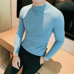 Threebooy British Style Men Winter Solid Color Turtle Pullover Knitted Shirt Slim Sweater Men Knitted Sweaters Men Knitwear S-4XL