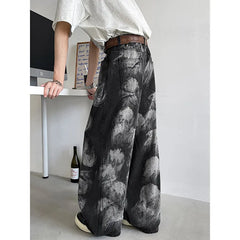 Threebooy Straight Loose Fit Printed Streetwear Jeans Unisex Urban Fashion Trendy Casual Denim Pants mens Hip Hop Oversized Comfort