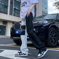 Threebooy Y2K Fashion Flower Embroidery Baggy Stacked New Jeans Kpop Pants For Men Clothing Luxury Long Trousers