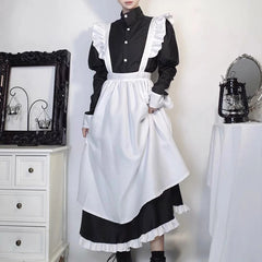 Threebooy Cosplay Costume Black And White Male Servant Clothes Autumn New Fashion British Style Long Cafe Sexy Maid Cat Ear Costume