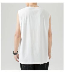 Threebooy 100% 220GSM Cotton Big Size Summer Men Clothing Tank Tops Singlets Sleeveless Fitness Vest Bodybuilding T Shirt