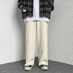 Threebooy Winter Sweatpants Men Corduroy Thick Wide Pants Solid Baggy Trousers Plus Size Casual Bottoms Fashion Vintage Y2K Male Clothes