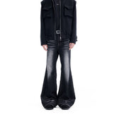 Threebooy Spring Autumn washed black micro flared retro jeans versatile casual pants men's long pants