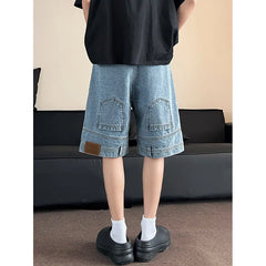 Threebooy Short Men Blue Washed Denim Shorts Casual Distressed Design Summer Streetwear Fashion Comfort Fit Men Denim Shotrt