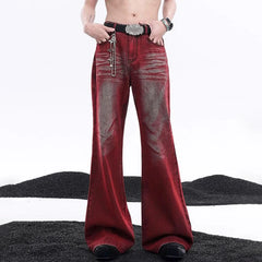 Threebooy Men Jeans Contrast Color Wash Casual Pant Streetwear Fashion American Retro Youth Trend Performance Trousers Male Men'S Clothing