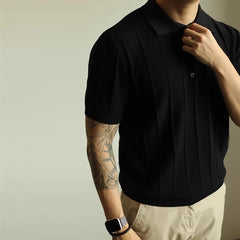 Threebooy New Men's Clothing Luxury Business Polo Shirt Casual Slim-fit Knitted Solid Color Short Sleeve T-shirt High Quality Tops M-3XL