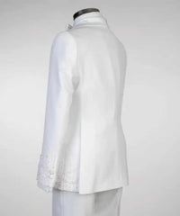 Threebooy Minimalist Pearls Mens Suits 2 Pcs Blazer Pants Beaded Shawl Lapel Formal Occasions Wedding Groom Tuxedos