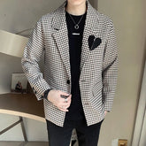 Threebooy men's High Quality Suit Jackets Plaid printing casual coats Lapel collar Fashion Blazers Western Clothes Clothing M-3XL