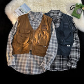 Threebooy American Outdoor Multi-function Short Vest Jacket Basic Commuting Versatile Vest Cityboy Workwear Waistcoat Aesthetic Urban Chic