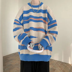 Threebooy New Popular Autumn Winter Chic Pattern Pullover Sweater High Quality Casual Round Neck Knitted Sweater Men's Lazy Pullover