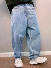 Threebooy Plus Size 3XL Spring Autumn Baggy Jeans Men Fashion Oversize Casual Straight Loose Denim Trousers Y2k Streetwear Wide Leg Pants