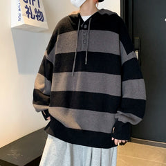 Threebooy New Sweater Men Autumn Winter Knitted Men's Sweater Casual Hooded Pullover Men Sweatercoat Outdoor Pull Knitwear