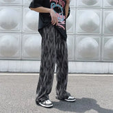 Threebooy Tie-dye Ice Silk Pants for Men in Summer Thin American Style Loose Straight-tire Brand High-end Casual