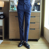Threebooy Men's Spring High Quality Business Suit Pants/Male Slim Fit Fashion Plaid Groom's Wedding Dress Trousers 29-35