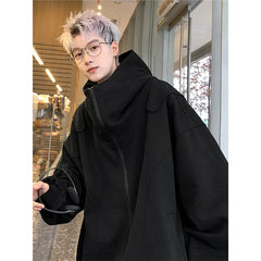 Threebooy Solid Color Cardigan Hoodie Men's Spring Autumn New Style American Casual Loose Hooded Jacket