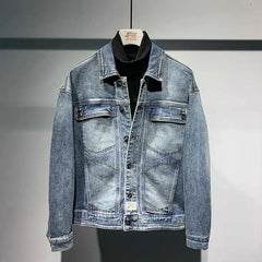 Threebooy Men's Cargo Denim Jacket 2025 Autumn Versatile Loose Wash Jacket Spring Men Women Unisex Wear Punk Spliced Pockets Jeans Coat