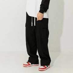 Threebooy Corduroy Cargo Pants Men Japanese Streetwear Black Cargo Trousers Male Hip Hop Harajuku Brown Loose Vintage Korean